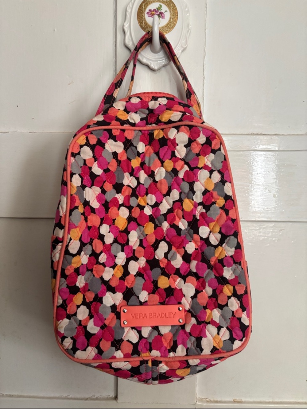 Vera Bradley Quilted Cosmetic Case/lunch bag in Pink Multi Floral